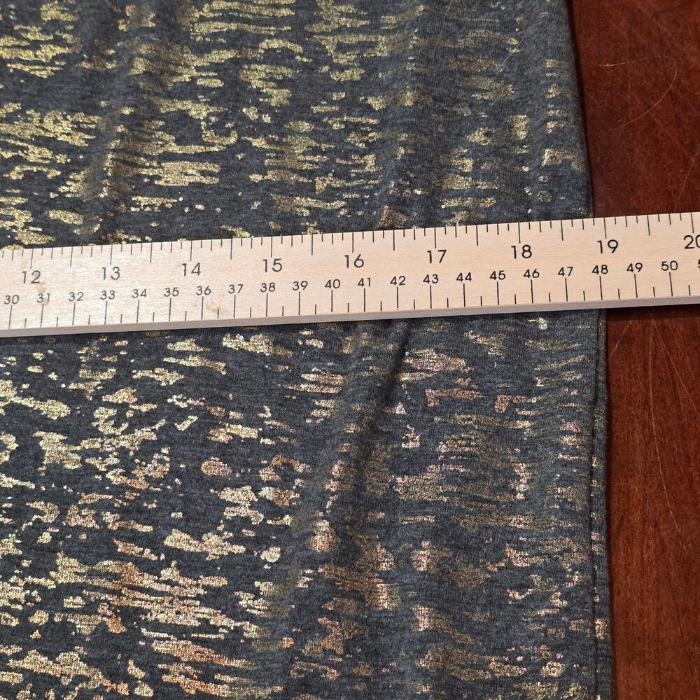 LuLaRoe Carly Dress Gray & Metallic Gold Foil Limited Edition Short Sleeve Dress - Picture 9 of 12